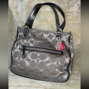 Coach silver/gray large purse with shoulder strap new NWOT